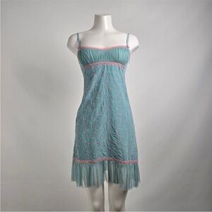 Blue Floral Spaghetti Strap Dress